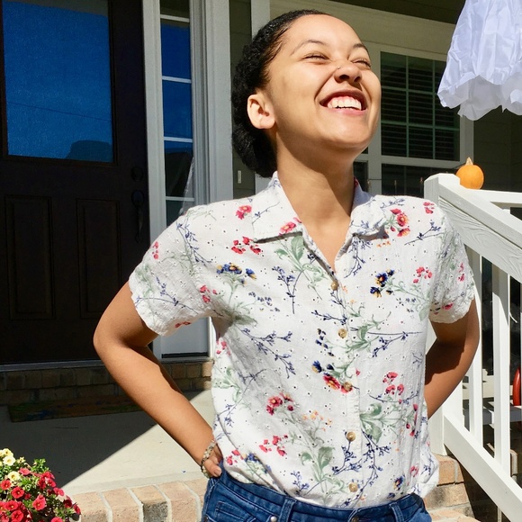 Angelique Petite Tops - Vintage Embroidered Blouse